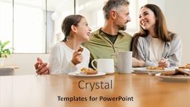  Presentation with military family - Presentation design featuring happy-masculine-military-man-hugging background and a coral colored foreground