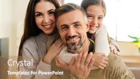  Presentation with military family - PPT theme consisting of happy-masculine-military-man-smiling background and a coral colored foreground