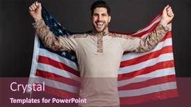  Presentation with masculine - PPT layouts with happy-masculine-military-man-smiling background and a tawny brown colored foreground