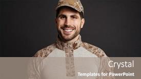  Presentation with military camera - PPT layouts featuring happy-masculine-military-man-smiling background and a gray colored foreground