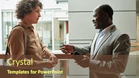  Presentation with african american meeting - PPT theme enhanced with happy-mature-african-american-businessman background and a tawny brown colored foreground