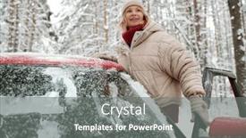 Presentation with car door - Theme featuring happy-mature-blond-woman background and a gray colored foreground