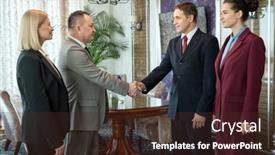  Presentation with negotiating - Presentation theme enhanced with happy-mature-businessman-greeting-foreign background and a tawny brown colored foreground