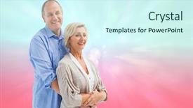  Presentation with light pink - PPT layouts featuring happy mature couple embracing each other against blue and pink light spot design background and a cool aqua colored foreground