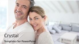  Presentation with new home - Slide set consisting of happy mature couple in brand background and a soft green colored foreground