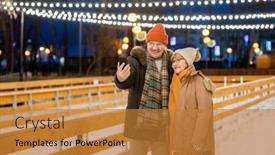  Presentation with ice rink - Amazing slide set having happy-mature-couple-making-selfie backdrop and a gold colored foreground