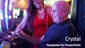  Presentation with ticket - Beautiful PPT layouts featuring happy mature couple with payout backdrop and a navy blue colored foreground