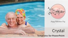  Presentation with birds - Slide deck enhanced with happy mature couple in the swimming pool against love birds background and a soft green colored foreground