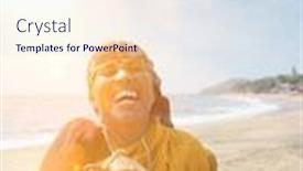  Presentation with indian woman bridal face - Slide deck having happy-mature-indian-woman-cutting background and a sky blue colored foreground