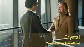  Presentation with lawyer - PPT theme enhanced with happy-mature-male-lawyer-shaking background and a tawny brown colored foreground