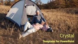  Presentation with active lifestyle - PPT theme consisting of happy-mature-man-and-woman and a tawny brown colored foreground