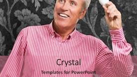  Presentation with light bulb - PPT layouts featuring happy mature man holding bulb background and a coral colored foreground
