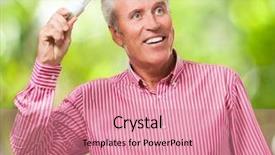  Presentation with light bulb - Colorful presentation theme enhanced with happy mature man holding bulb backdrop and a coral colored foreground