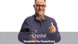  Presentation with water glass - Slides with happy-mature-man-holding background and a dark gray colored foreground