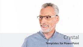  Presentation with glasses - PPT layouts with happy-mature-man-in-glasses background and a light blue colored foreground