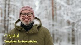  Presentation with winter forest - PPT theme featuring happy-mature-man-in-warm background and a  colored foreground