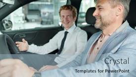  Presentation with drive sales - PPT theme consisting of happy-mature-man-sitting background and a light blue colored foreground