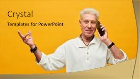  Presentation with isolation - Slide set with happy-mature-man-with-grey background and a gold colored foreground