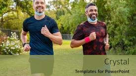  Presentation with face mask - Presentation theme featuring happy-mature-man-with-indian background and a yellow colored foreground