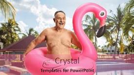  Presentation with flamingo - Presentation theme consisting of happy-mature-man and a coral colored foreground