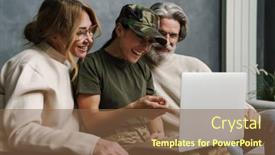  Presentation with parents - Cool new slides with happy-mature-parents-smiling backdrop and a tawny brown colored foreground