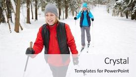  Presentation with happy birthday for husband - Presentation consisting of happy mature woman in sportswear background and a sky blue colored foreground