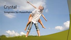  Presentation with love charge - PPT layouts with scientific researcher using a microscope in a laboratory background and a light gray colored foreground