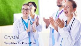  Presentation with hope - Slides enhanced with happy-medical-team-comprising-male background and a sky blue colored foreground