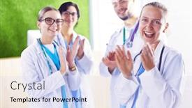  Presentation with hope - Presentation with happy-medical-team-comprising-male background and a sky blue colored foreground