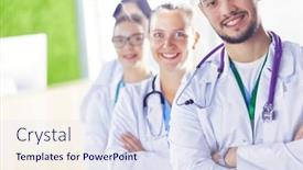  Presentation with hope - Presentation theme with happy-medical-team-comprising-male background and a sky blue colored foreground