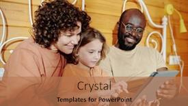  Presentation with members - PPT theme with happy-members-of-young-intercultural background and a coral colored foreground