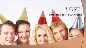  Presentation with happy birthday - Audience pleasing slide deck consisting of happy-men-and-women backdrop and a sky blue colored foreground