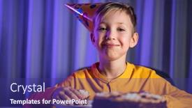  Presentation with birthday boy - Slide set featuring happy-messy-child-after-party background and a violet colored foreground