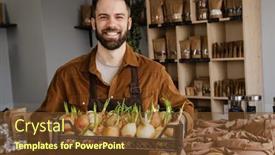  Presentation with aged - Theme with happy-mid-aged-farmer-selling background and a tawny brown colored foreground