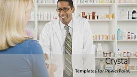  Presentation with male pharmacist - Presentation theme having happy middle aged male pharmacist background and a light gray colored foreground