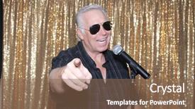  Presentation with party time - Cool new PPT theme with aged man in a photo backdrop and a violet colored foreground