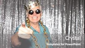  Presentation with party time - Slides enhanced with aged man in a photo background and a gray colored foreground