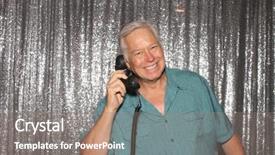  Presentation with party time - Beautiful presentation theme featuring aged man in a photo backdrop and a gray colored foreground