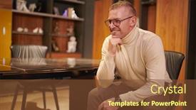  Presentation with happy life - Colorful presentation theme enhanced with happy-middle-aged-man backdrop and a tawny brown colored foreground