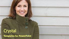  Presentation with middle ages portrait - Beautiful PPT layouts featuring happy middle aged woman female backdrop and a tawny brown colored foreground