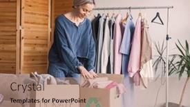  Presentation with donation - Slide deck consisting of happy-middle-aged-woman-holding background and a  colored foreground