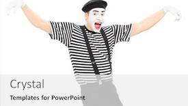  Presentation with mime - Colorful slide set enhanced with happy-mime-artist-dancing-isolated backdrop and a white colored foreground
