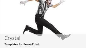  Presentation with mime - PPT theme with happy-mime-jumping-isolated background and a white colored foreground