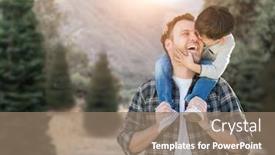  Presentation with tree farm - PPT theme enhanced with happy-mixed-race-chinese-boy background and a coral colored foreground