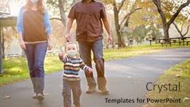  Presentation with medical face mask - Beautiful slides featuring happy-mixed-race-ethnic-family backdrop and a coral colored foreground