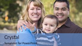  Presentation with ethnic - Beautiful slide deck featuring happy mixed race ethnic family backdrop and a light blue colored foreground