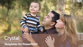  Presentation with ethnic - PPT theme with happy mixed race ethnic family background and a coral colored foreground