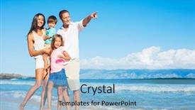  Presentation with race - Slides featuring happy mixed race family background and a light blue colored foreground