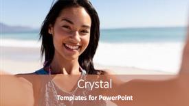  Presentation with happy holiday - Colorful theme enhanced with happy-mixed-race-woman backdrop and a coral colored foreground