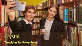  Presentation with black students - PPT theme enhanced with happy-modern-students-in-black background and a tawny brown colored foreground